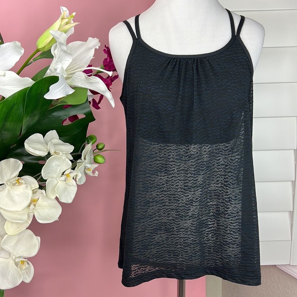 PrAna Women's Black Criss Cross Strappy Back Bra Tank Top